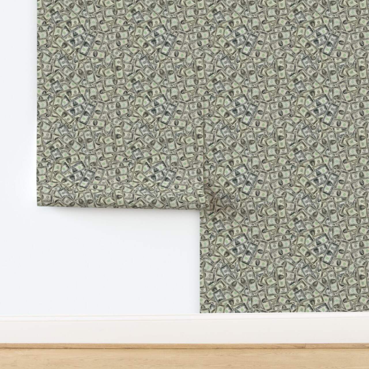 Money 500 Bill 1000 Bill 5000 Bill 10000 Bill Cash Moolah Custom Removable Wallpaper by Spoonflower Peel & Stick Wallpaper 2FT Wide